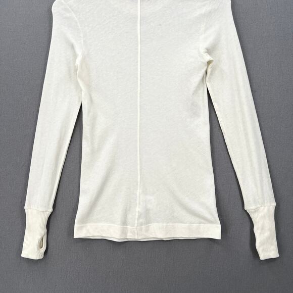 ENZA COSTA Cashmere Easy Cuffed Crew Top Womens XS Cream Long Sleeve Tee NEW - Picture 8 of 15